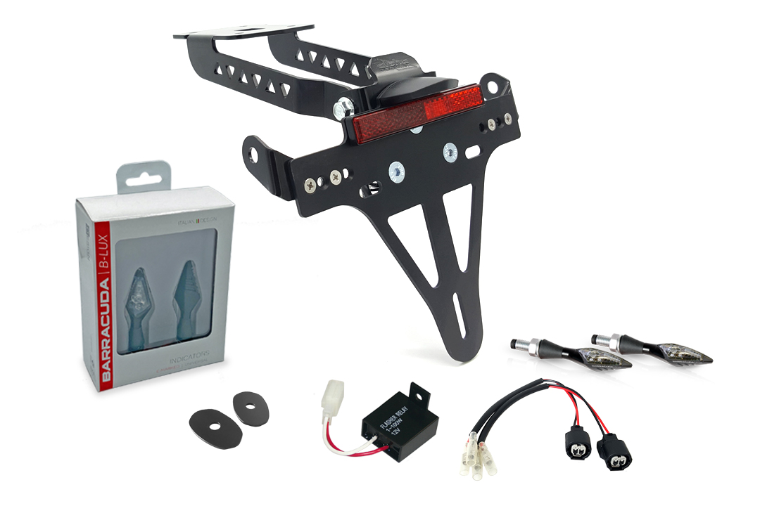 alpha Technik License Plate Holder-flasher light, turn signal-Kit X-LED (front + rear) for Kawasaki Z650 and Ninja 650 Type: ER650K / EX650M from model year 2020