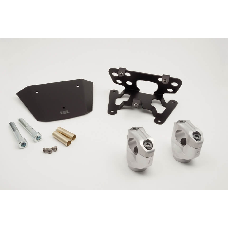 LSL Riser Kit 28.6 mm, for Yamaha MT07, 2014-2017, incl. Instrument Holder, Silver