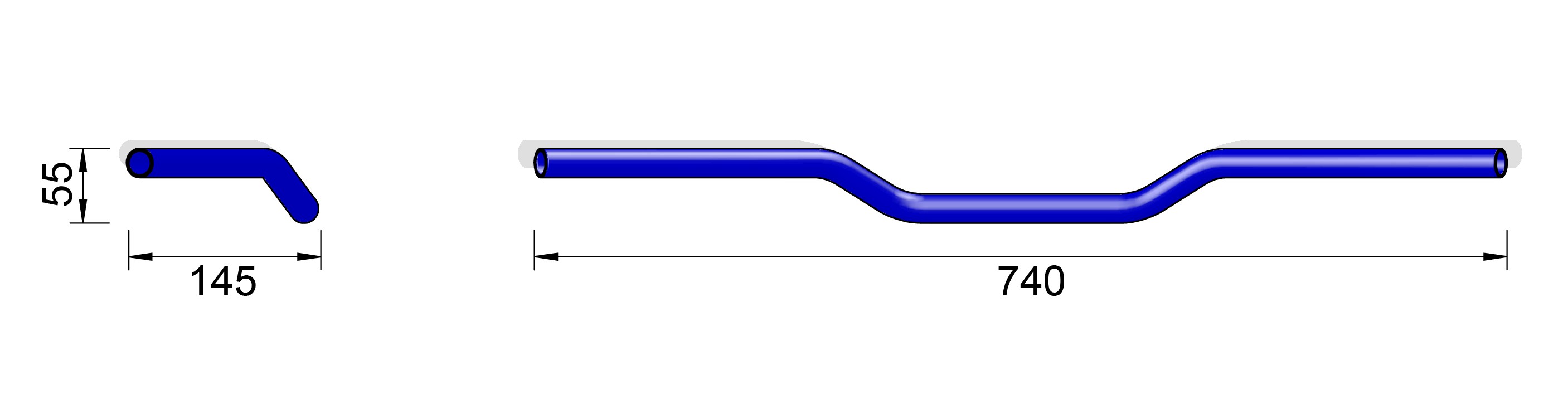 LSL aluminium handlebar Superbike AN1, 7/8 inch, 22.2 mm black bead-blasted