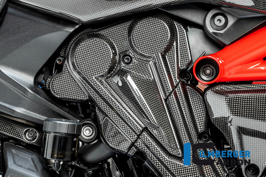 Ilmberger Carbon toothed belt, timing belt cover, vertical cylinder, glossy, Ducati Diavel 1260, 2019-