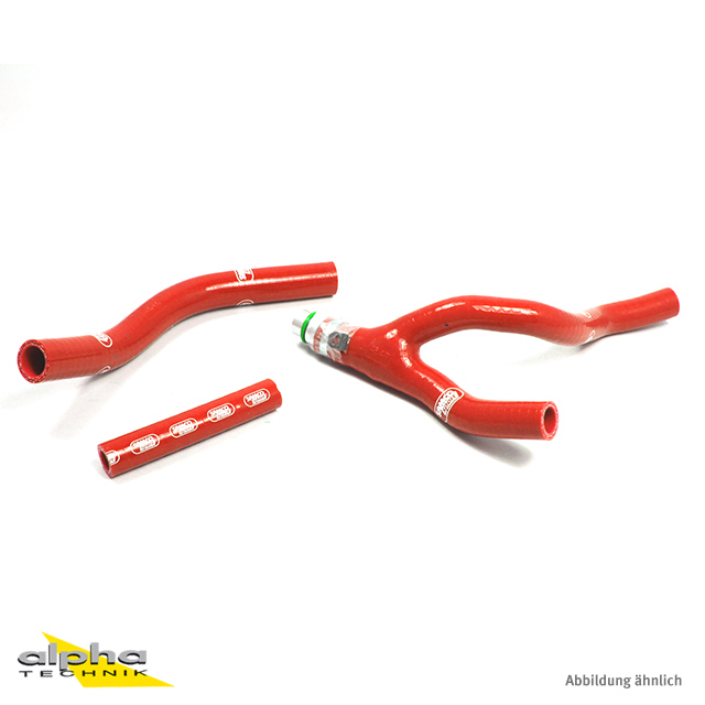 SAMCO SPORT Silicone Hose Kit Y-Piece - Race Design with Aluminium Piece, Red, for Yamaha YZ250F Model Year 2014-2018