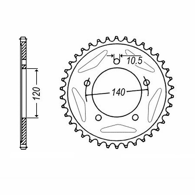 rear sprocket Steel, 47 Teeth, Pitch 525