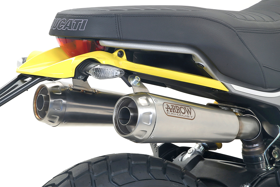 ARROW PRO-RACE Pair of Stainless Steel Rear Silencers for Ducati Scrambler 1100 Model Year 2018-2020