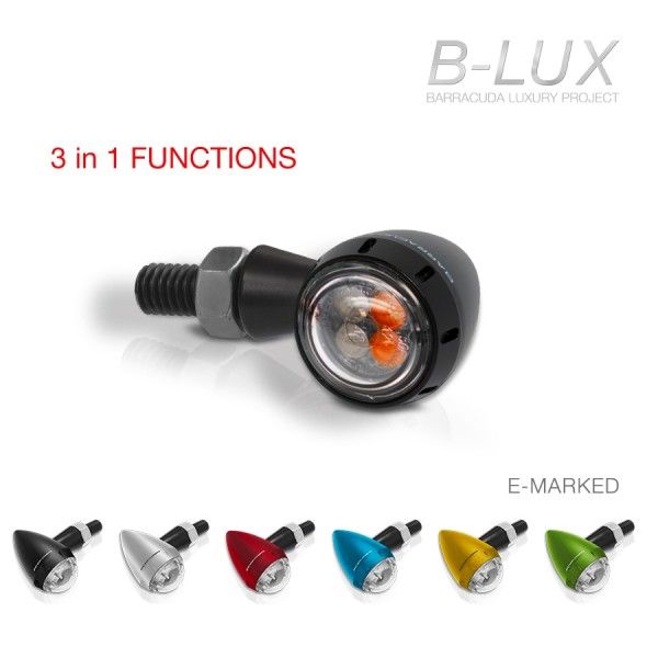 Barracuda flasher light, turn signal S-LED 3 B-LUX with integrated rear and brake light, silver