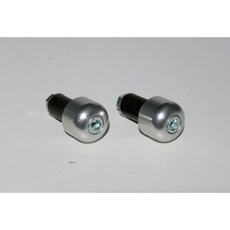 LSL handlebar Bar Ends, Aluminium, Cylindrical, Small, for 22.2 mm handlebar, with Rubber Clamping, Silver