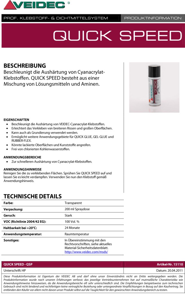 VEIDEC - Accelerator Spray "Q-Speed"