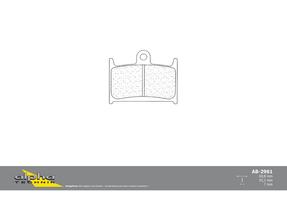 alpha Technik brake pad for road use with ABE