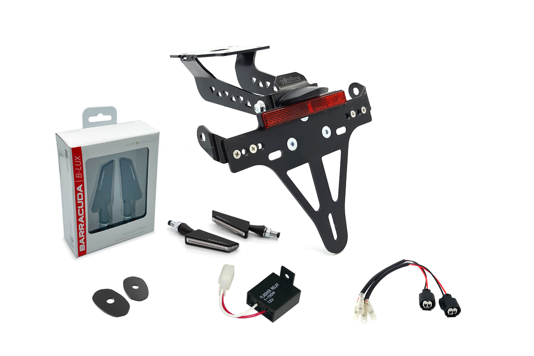 alpha Technik Number Plate Holder-flasher light, turn signal-Kit SQ-LED (front + rear) for Kawasaki Z H2 from model year 2020