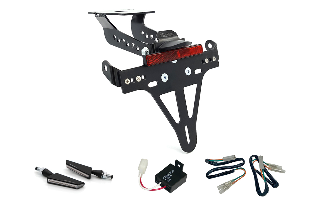 alpha Technik Licence Plate Holder-flasher light, turn signal-Kit BSQN for Kawasaki Z900 Model Year 2017-2019 (Rear)