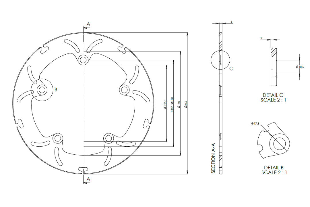 alpha Technik brake disc Omega-Design ABD33, rear for Yamaha MT07, MT09, Tenere 700, Tracer 700, Tracer 900, XSR 700, XSR 900, R7