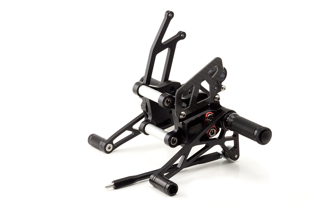 LSL 2Slide Rearset for Aprilia RSV4 R, RC, 2011-2016, black-red, with reverse shift pattern, without streetn approval