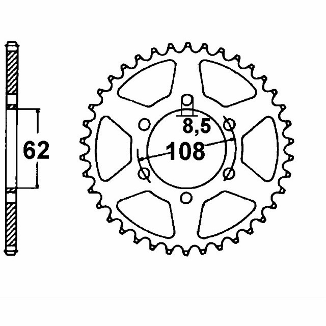 rear sprocket Steel, 52 Teeth, Pitch 420