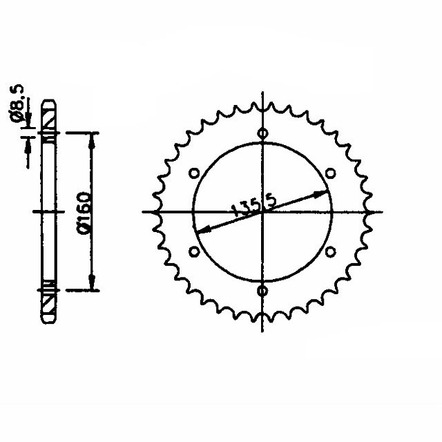DID chain kit with 520VX3 chain, gold, for Betamotor Euro 350 and Jonathan 350, model year 2003-