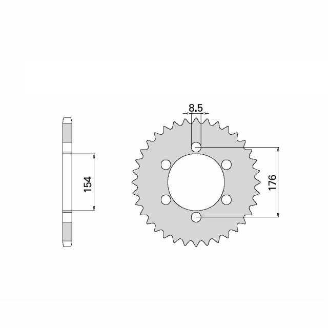 rear sprocket steel, 44 teeth, pitch 530
