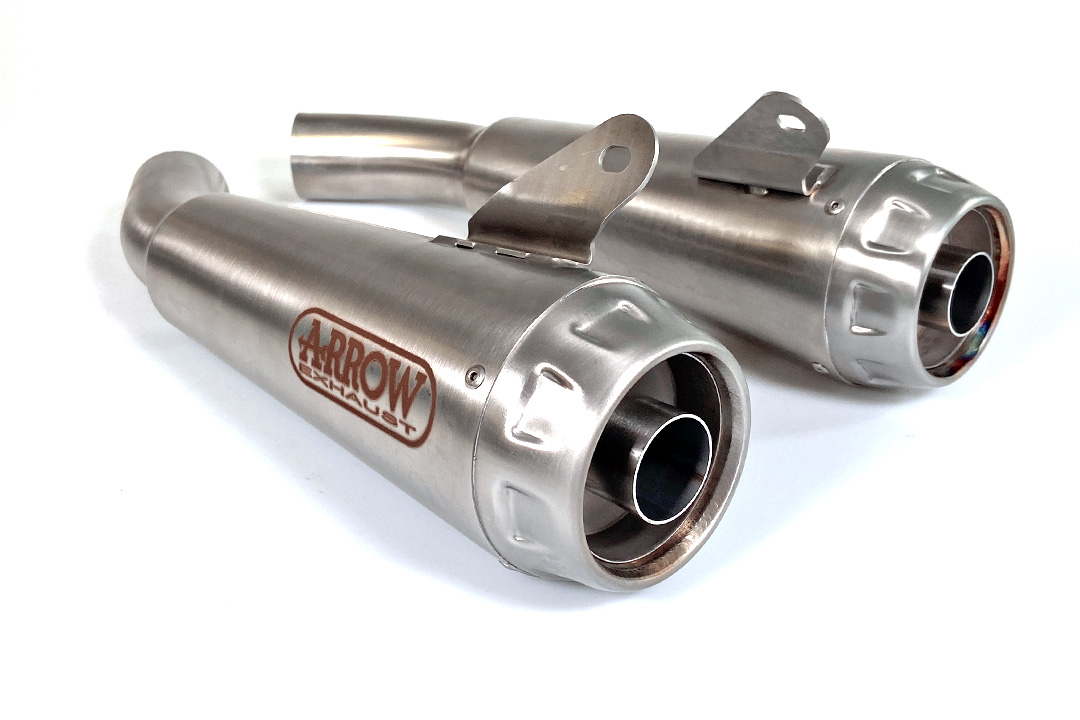 ARROW PRO-RACE Pair of Stainless Steel Rear Silencers for Ducati Scrambler 1100 Model Year 2018-2020