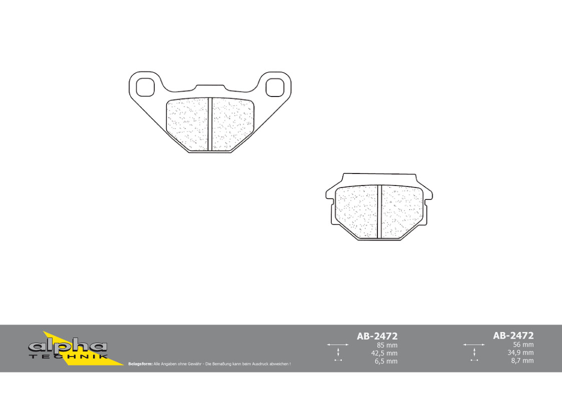 alpha Technik brake pad street with ABE
