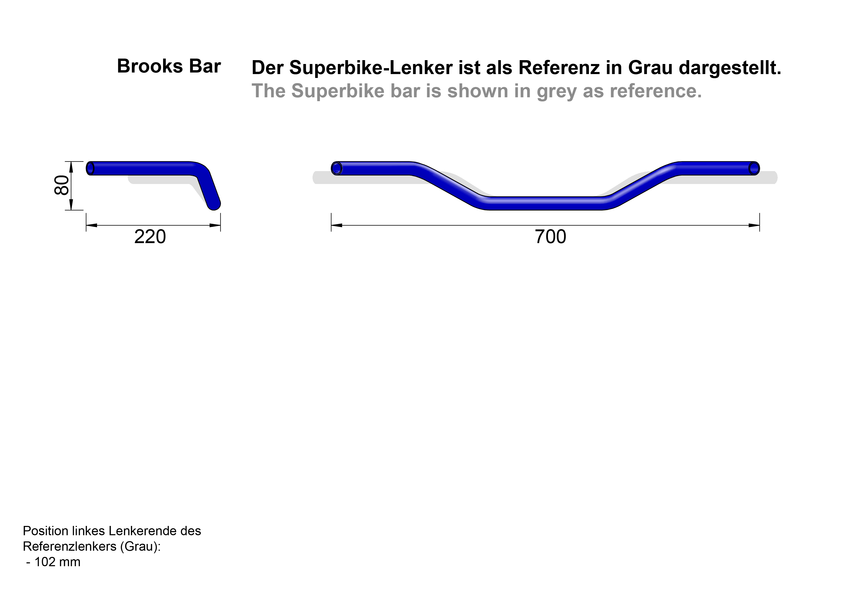 LSL Steel handlebar Brooks Bar LS2, black