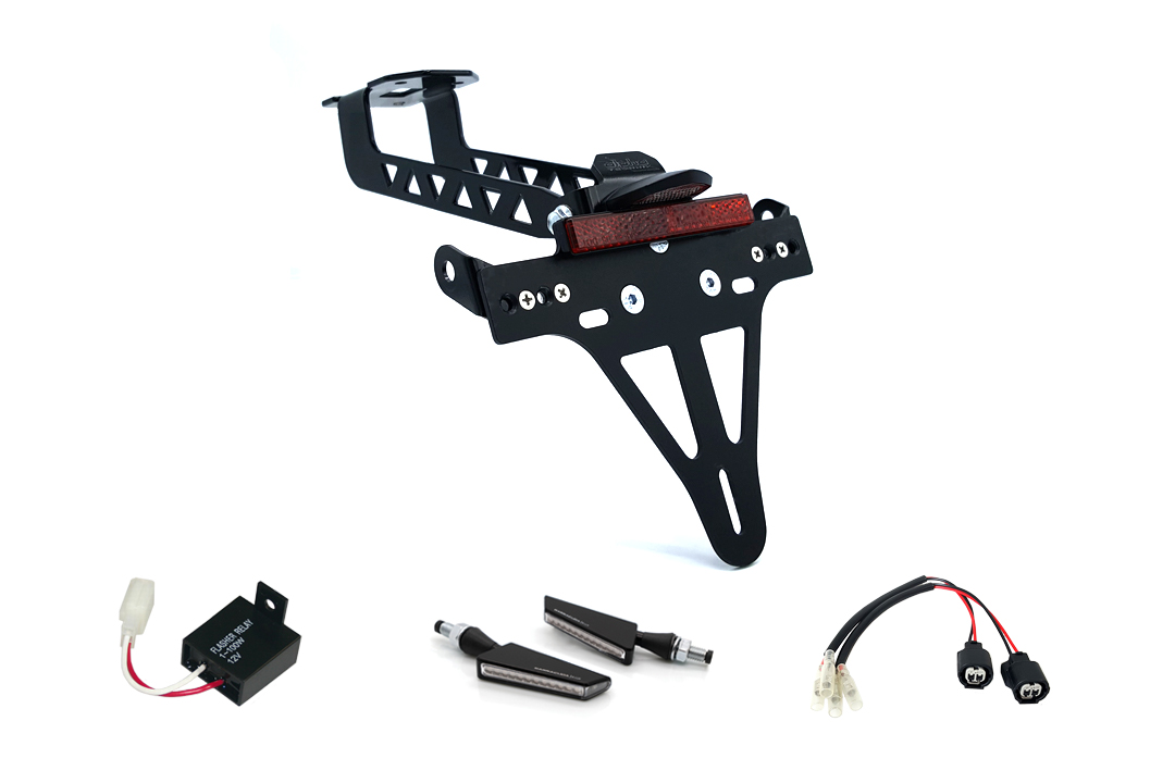 Number Plate Holder-flasher light, turn signal-Kit BSQN for Kawasaki Versys 1000 from model year 2019 (Rear)