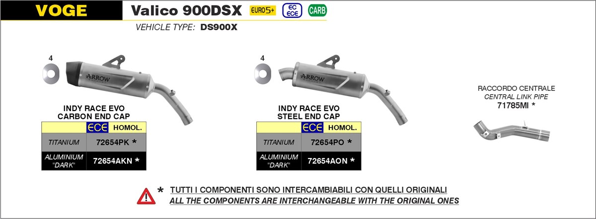 ARROW INDY RACE EVO DARK black aluminium exhaust for Voge D900X Valico model year 2024-