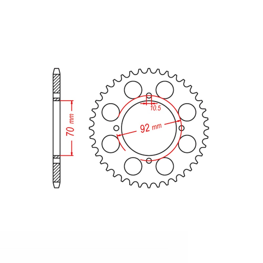 rear sprocket steel, 48 teeth, 525 pitch