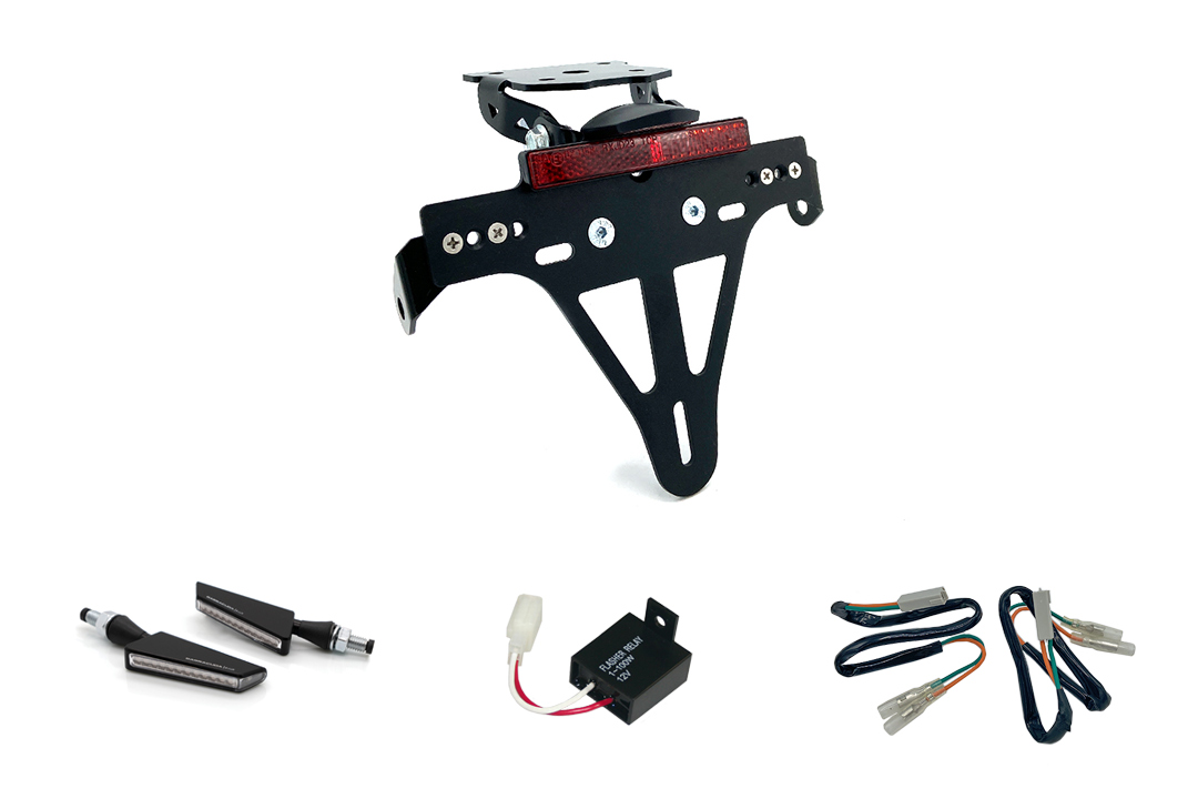 Number Plate Holder-flasher light, turn signal-Kit BSQN for Kawasaki Z800 from model year 2013 (Rear)