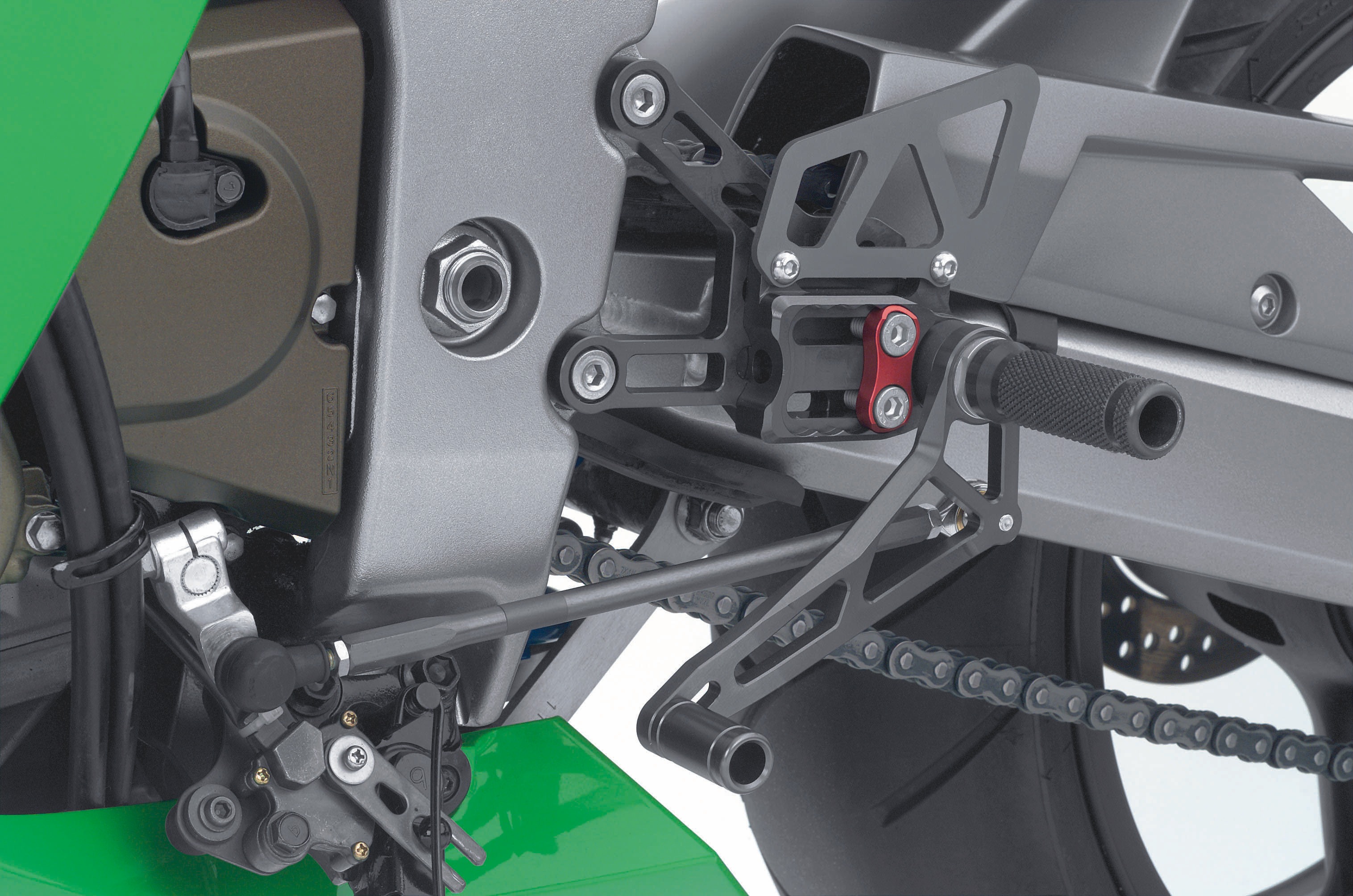 LSL 2Slide Footrest System for Kawasaki ZX-6R, ZX-6RR, 2003-2004, black-red