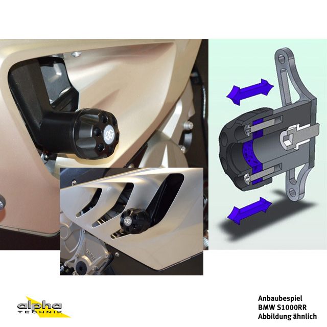 Gilles crash pads for BMW S1000RR, 2015-2018 black