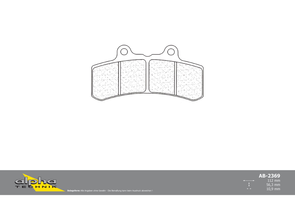 alpha Technik brake pad for street use with ABE