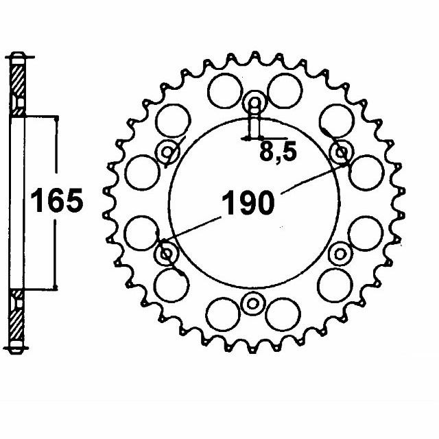 DID chainnsatz with 520VX3 chain, gold, for KTM 125 Enduro, model year 1988 & 1990