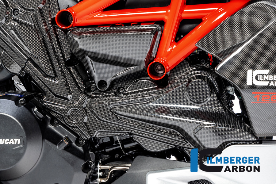 Ilmberger Carbon toothed belt, timing belt cover for horizontal cylinder, glossy, Ducati Diavel 1260, 2019-