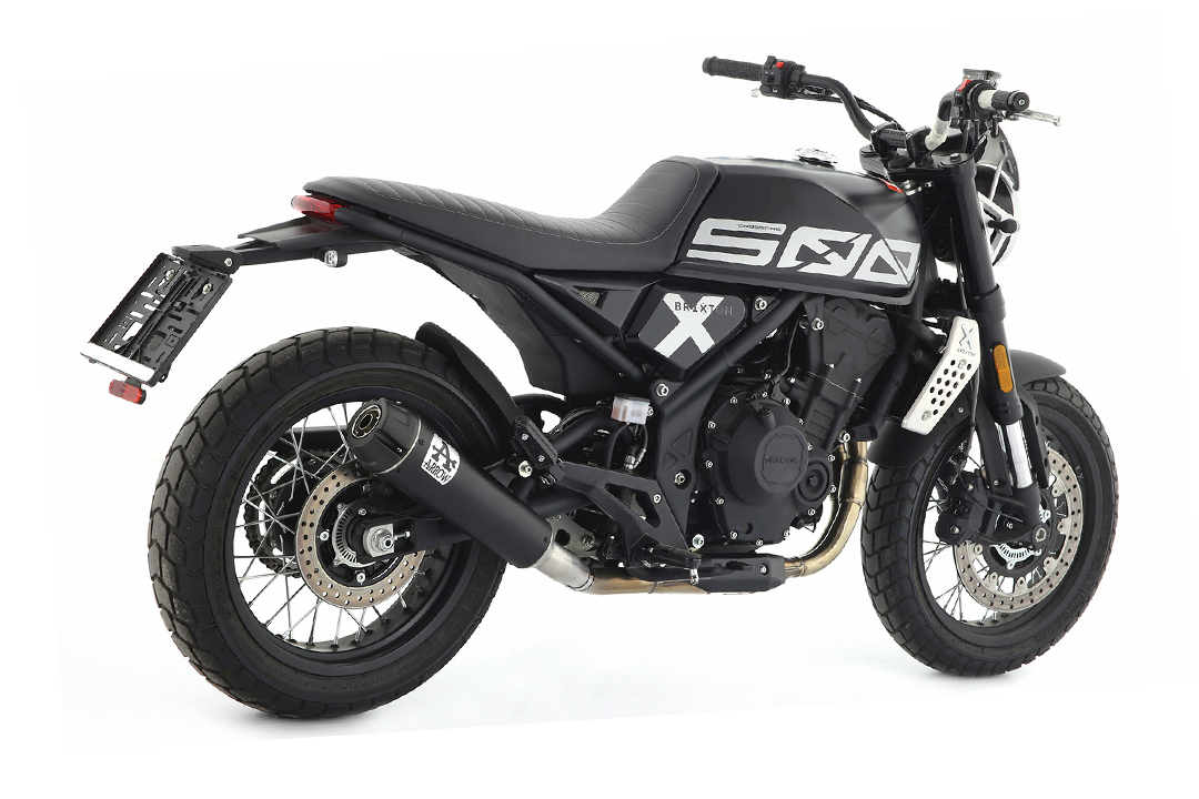 ARROW REBEL Slip-On Exhaust, black stainless steel, for Brixton CrossFire 500 X Model Year 2021-