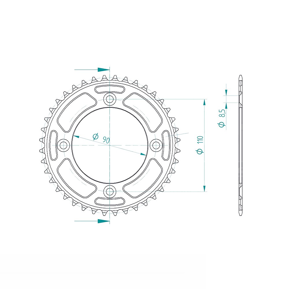 Esjot rear sprocket Z-40 KTM SX50 2017-, Aluminium