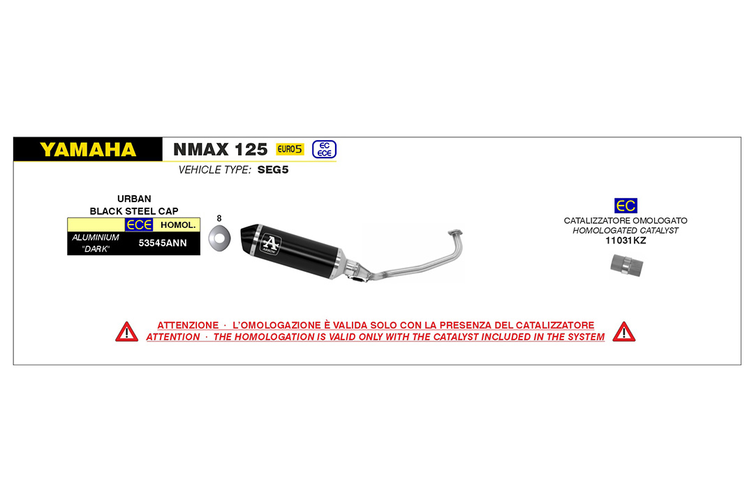 ARROW DARK URBAN Exhaust for Yamaha NMAX 125 Model Year 2021-2022