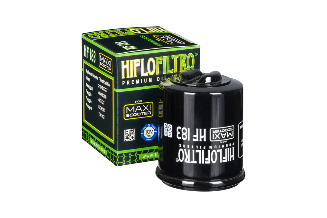 HIFLO oil filter HF183 for various Aprilia / Benelli / Derbi / Gilera / Italjet / Malaguti / Peugeot / Piaggio models