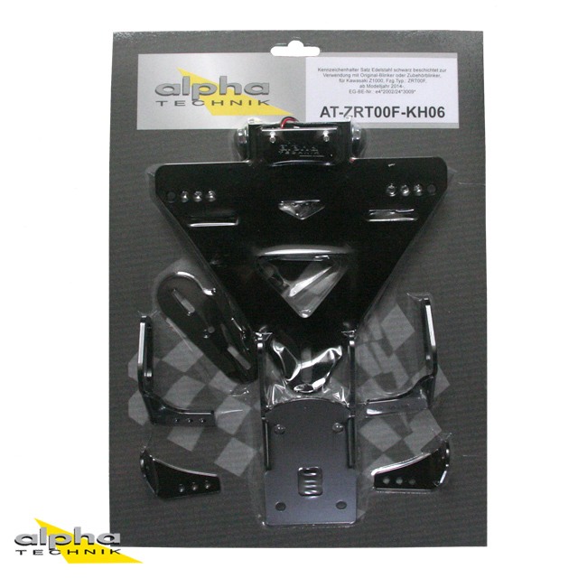 alpha Technik Number Plate Holder Kawasaki Z1000; Type ZRT00F; Model Year 2014-