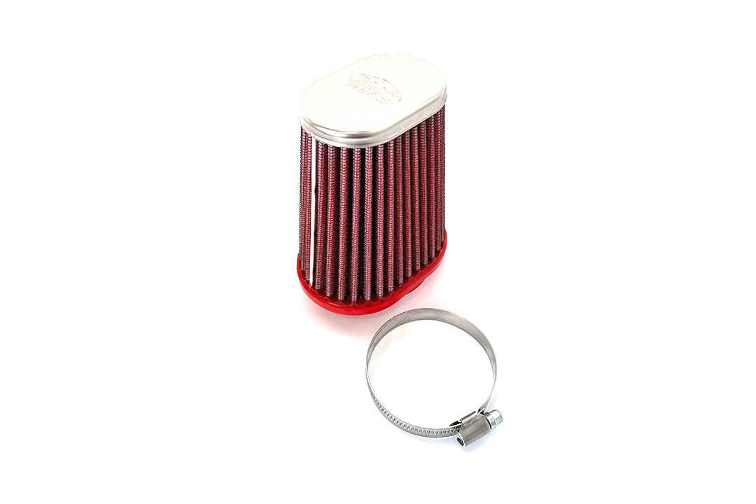 BMC Universal Conical Sports Air Filter, 50 mm Diameter, 120 mm Length, Central, Chrome Cap