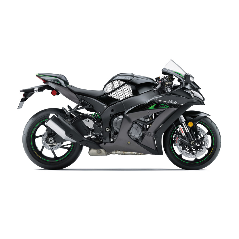 Stompgrip Traction Pads black, for Kawasaki ZX10R Ninja 2011-2025, ZX10R SE 2019-2020, ZX10RR 2017-2025