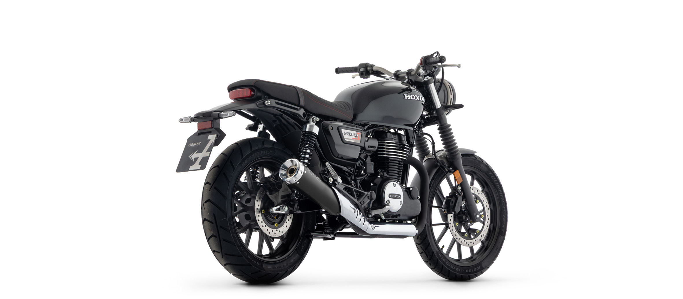 ARROW REBEL Slip-On Exhaust for Honda GB350S 2025-, Black Stainless Steel & Aluminium End Cap