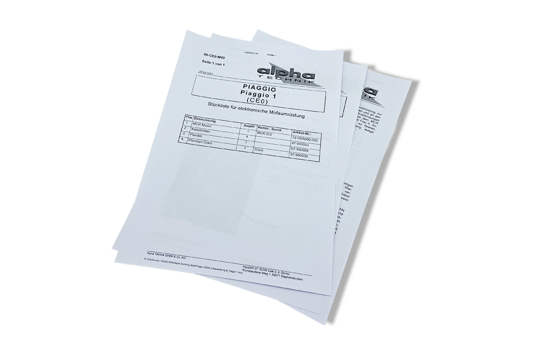 Moped Restriction Kit for Piaggio 1, Type CE0, from Model Year 2022
