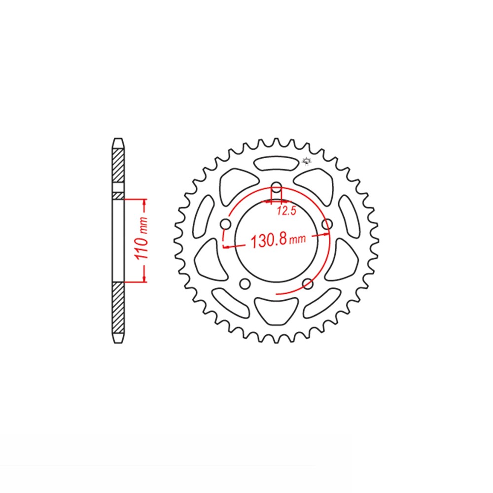rear sprocket Steel, 44 Teeth, Pitch 520
