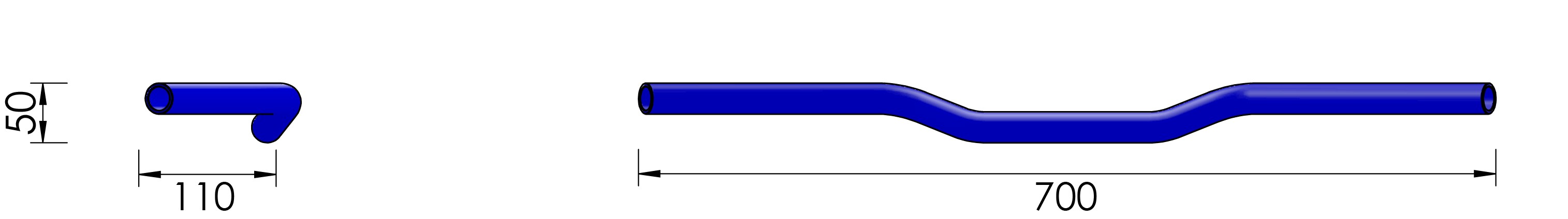 LSL handlebar S1 CLUBMAN, 22.2 mm, steel, black