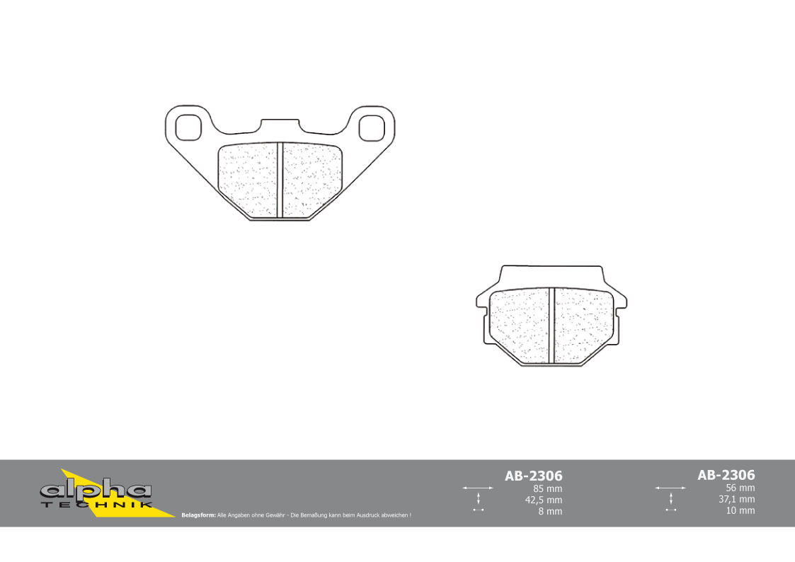 alpha Technik brake pad street with ABE
