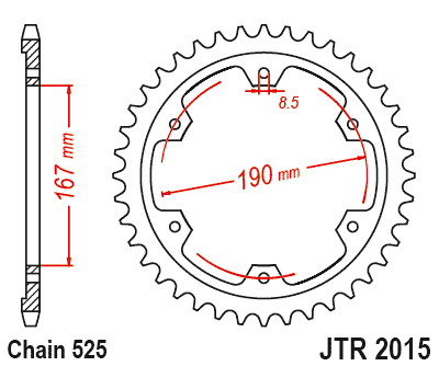 rear sprocket Steel, 50 Teeth, Pitch 525