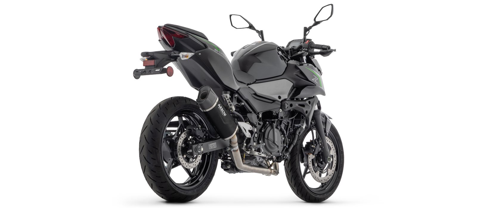 ARROW Exhaust INDY RACE EVO Black Aluminium for Kawasaki Z500, Ninja 500 Model Year 2024-