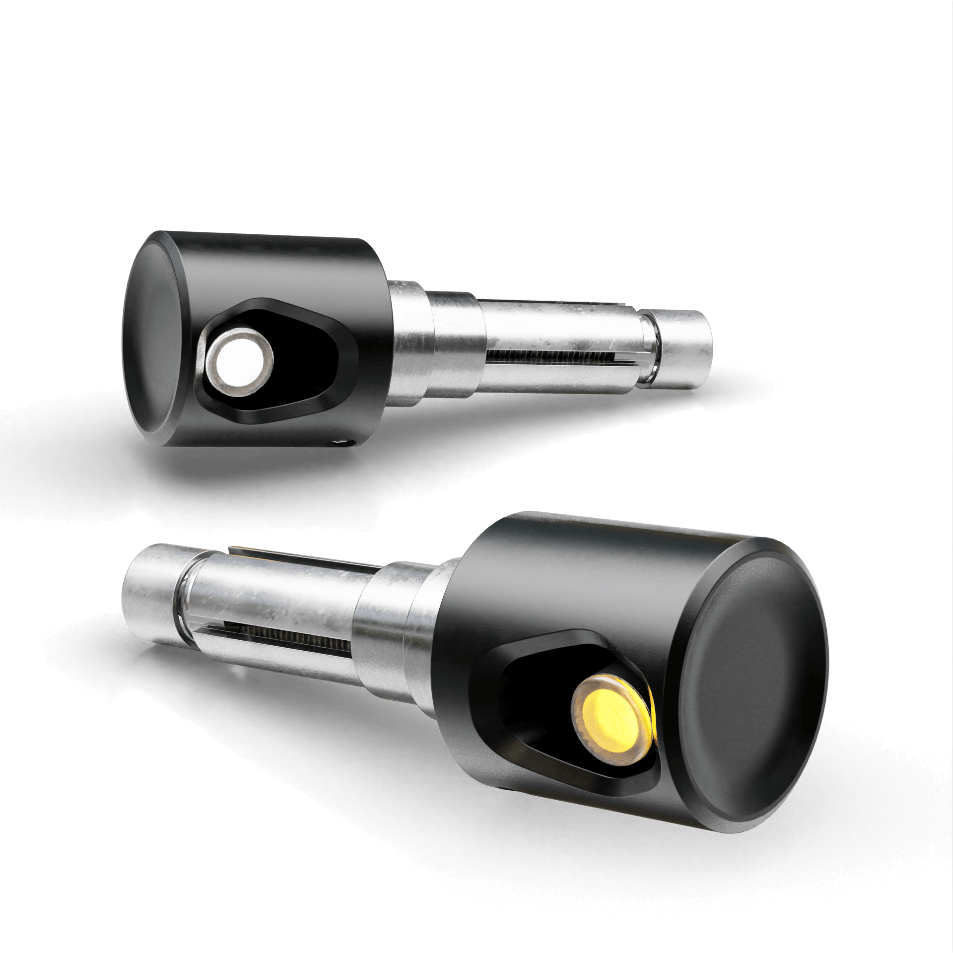 LSL ERGONIA-FLASH LED handlebar end indicators / position light, black metal housing, tinted glass, E-approved, Pair