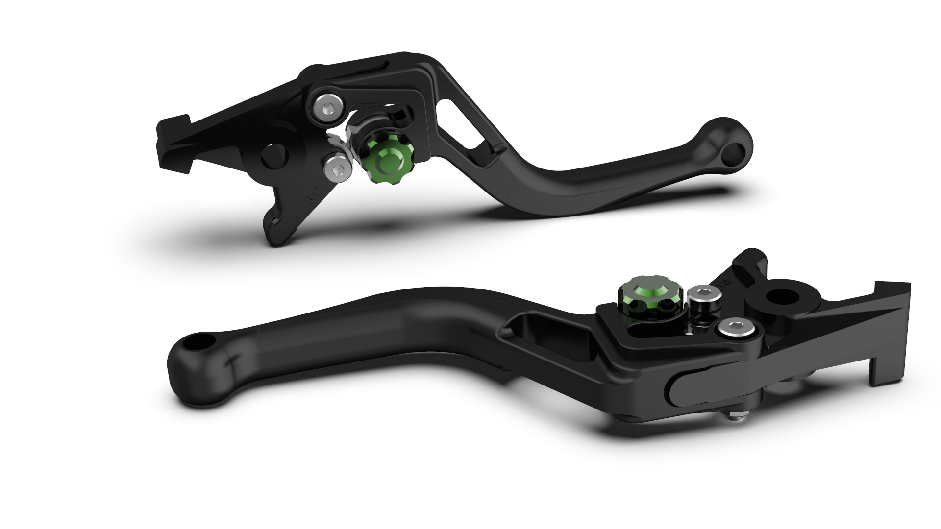 LSL clutch lever BOW L83R, short, black bead-blasted/green