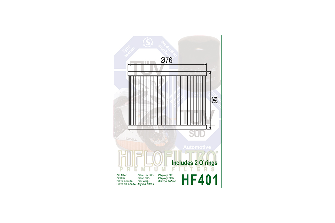 HIFLO oil filter HF401 for various Benelli / Bimota / Honda / Kawasaki / Yamaha models with o-ring kit