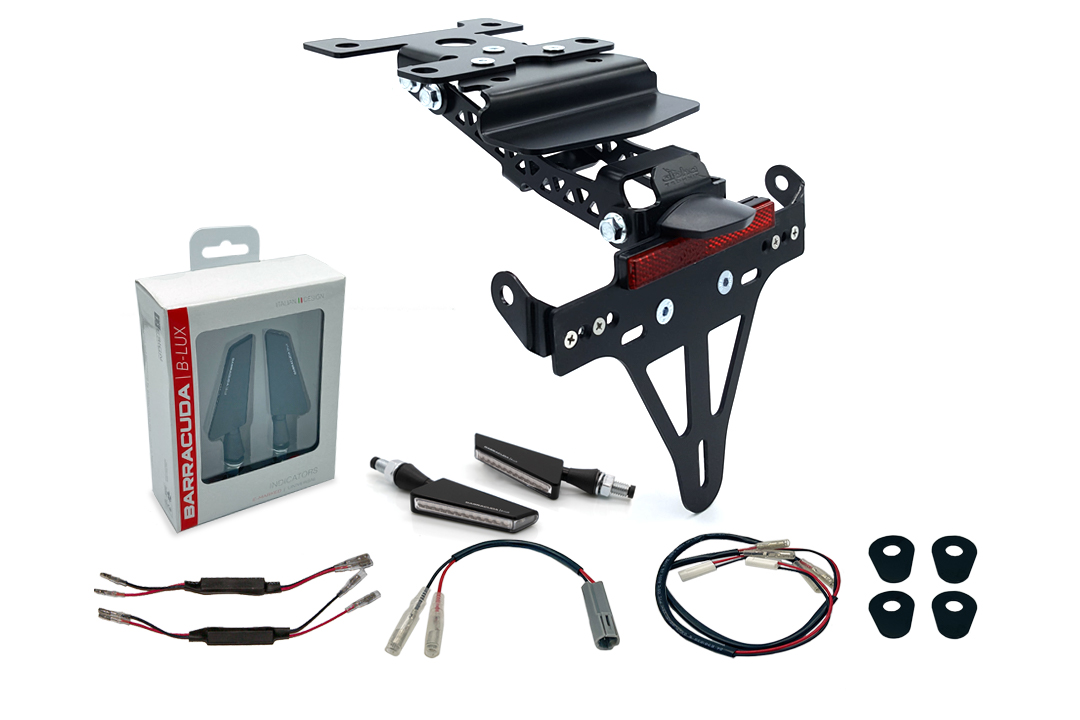 alpha Technik Licence Plate Holder-flasher light, turn signal-Kit SQ-LED (fronte + rear) for Yamaha Tenere 700 from Model Year 2019-