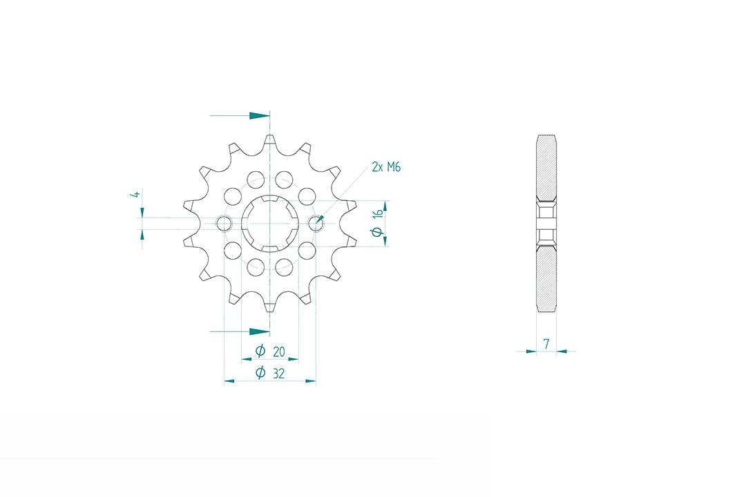 Sprocket, 14 teeth, pitch 428